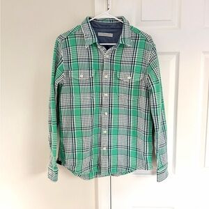 Outerknown Blanket Shirt Mens Medium Green Plaid Button Up Shacket Outdoor
